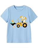 Kinder-T-Shirt, niedliches Graben von Eiern, lustiges T-Shirt, Kleidung, Mädchen, Häschen, Grafik-T-Shirt, Outfit 1–7 Jahre, Blau#a, 6-7 Y