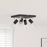 QUAHEAS Deckenstrahler aus Metall Schwarz 26,5 x 26 x 11,5 cm mit drehbaren Spots Moderne Spotleuchte für Wohnzimmer Büro Innenbereich flexibel einstellbar stilvolle Beleuchtung
