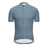 Hixingo Radtrikot Herren Kurzarm,Rennrad Trikot Durchgehender Reißverschluss mit 3 Taschen,Kurzes T-Shirt,Fahhradtrikot MTB Rennrad Trikot Kurzarm (Graublau,S)