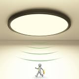 zemty LED Deckenleuchte mit Radar Bewegungssensor 19W 4000K, Flache Lampe mit Bewegungssensor Innen, 22cm 1800LM Runde Deckenleuchte Bewegungssensor IP44 Wandleuchte für Balkon Keller Flur Garag
