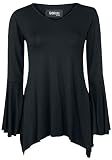 Gothicana by EMP Damen schwarzes Langarmshirt mit Spitzenärmeln XL