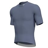 Lo.gas Radtrikot Herren Kurzarm, Rennrad Trikot Durchgehender Reißverschluss mit 3 Taschen, Grau Blau, L