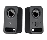 Logitech Z150 PC-Lautsprecher, Stereo Sound, 2 Lautsprecher, 6 Watt Spitzenleistung, 3,5 mm Eingang, Regler am rechten Lautsprecher, Kopfhörerbuchse, EU Stecker, PC/TV/Handy/Tablet - Schw