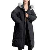 Damen Winter Jacke Outdoor Mittellang Laufjacke Damenparka Winter Gr.50 Eleganter Winter Lammfelljacke Damen Daunenjacken Verdickt Damen Daunenjacke Winter Parka Damen Übergangsjacke(2-Black,M)