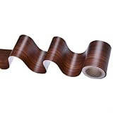 Withtalentto Fußleisten-Aufkleber mit Holzmaserung, Tapetenbordüre, Fliesen, Taillenbordüre, Fugenstreifen, Aufkleber, 11,9 x 4,8 x 4,8 cm, dekorative Wandaufkleber (Nussbaum)
