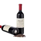 BUTLERS Pfeffermühle Weinflaschen-Form – WINE – Schwarze Pfeffermühle aus Holz mit rostfreiem Edelstahl-Mahlwerk | Gewürzmühle Salzmühle Pfefferstreuer im originellen Rotweinflasche Design (30 cm)
