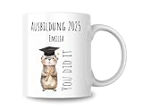 GRAVURITE - Personalisierte Ausbildung geschafft Tasse, 330ml Keramik, Geschenk Abschluss Tasse Spruch Azubi Prüfung Bestanden Geschenkidee, Kaffeetasse, Lustige Geschenke (Ausbildung)