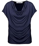 Van Der Rich ® - T-Shirt mit Wasserfallkragen Kurze Ärmel - Damen (Marine, XXL)