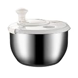 Rtyweth 6L Edelstahl Salatschleuder, Salatschleuder mit Abfluss, Ruit und Gemüse Schleuder und Schnellwaschschleuder, S