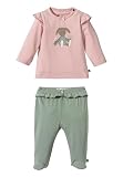 Sterntaler Set Langarm Shirt und Hose Hase Happy - Mädchen Set Strampelhose und Babyshirt aus Baumwolljersey - Bekleidungsset mit Volants an den Schultern - zartrosa, 62