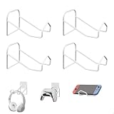 4 Stück Controller Wandhalterung, Ohne Bohren Controller Halterung Wand, Universal Kopfhörerständer, Metall Selbstklebend Wandhalterung für PS3/PS4/PS5/Xbox/Pro Gamepad, Kopfhörer, Rucksäcke(Weiß)