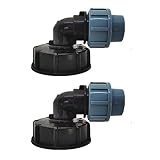 Plawee 2X IBC Tonne Fass Wasser Tank Ventilanschluss 25mm Krümmer Auslass Adapter FäSser Passstücke Teile Hand Werkzeuge 20