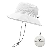 lifwimner Sonnenhut Damen Herren Fischerhut mit Kinnriemen Wasserdichter Eimer Damen Schnell Dry Packable Hut Sommer Outdoor Aktivitäten(Weiß)