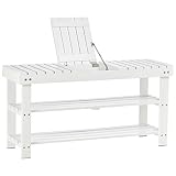 HOMCOM Schuhbank, 3-stufiges Schuhmöbel aus Holz mit Aufbewahrungsregal und verstecktem Fach, Eingangsbank für Flur, Schlafzimmer, 90 x 29 x 45 cm, weiß