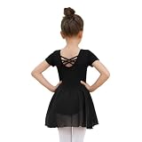 Dmwhsy Mädchen Ballett Kleid Kurze Ärmel Tanz Trikot Ballett Outfit Gymnastik Tanzkleidung mit Chiffon Rock