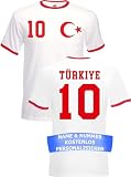Herren T-Shirt Türkei Trikot EM 2024 mit eigenem Namen + Nummer - Rot/Weiß L