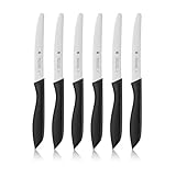 WMF Classic Line Frühstücksmesser Set 6-teilig, 23 cm, Brötchenmesser Wellenschliff, Brotzeitmesser, Spezialklingenstahl, Kunststoffgriff, schw