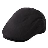 TOP-EX Schiebermütze Wollmischung Flatcap Herren Newsboy Schirmmütze Baskenmütze Cap Vintage Cap Barrett Ivy Gatsby Cap Tweed Beret Peaked Cap für Golf Driver Schwarz L