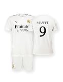 Real Madrid Home Kit Trikot und Shorts Saison 24/25, Mbappé, 10 Years, Replik Shirt Mit Offizieller L