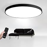 JDONG LED Deckenleuchte Dimmbar Flach Rund Schwarz 54W Deckenlampe mit Fernbedienung 3000K-6500K Warmweiß Kaltweiß Tageslicht Lampe für Schlafzimmer Kinderzimmer Büro Wohnzimmer Ø50CM