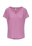 QS Damen 2147432 T-Shirt aus Leinenmix, lila 4721, L