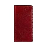 Time Resistance Rot Leder Anzug Geldbörse – Vollnarbenleder Geldbeutel hergestellt in Italien – Schlankes Portemonnaie – 100% Leder Brusttasche – Hohes Billfold-Kartenetui – Slim Suit W