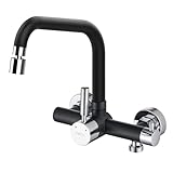 ONECE Wandarmatur Küche mit 3/4 Zoll Anschluss für Geschirrspüler/Waschmaschine, Küchenarmatur Wandmontage mit 2 Strahlarten, Armatur Wand Mischbatterie, Schw