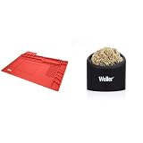 Weller WLACCWSM2-02 Matte für Lötarbeiten Größe & WLACCBSH-02 Lötspitzen Reinigungsschwamm mit Silikon Ablage für Mehr Sicherheit und Stab