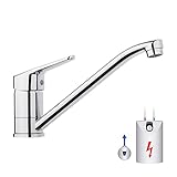 Ibergrif Niederdruck Armatur Küche aus Messing, 360 ° Drehbare Wasserhahn Küche, Leicht zu zerlegen und zu waschen, Spültischarmatur für Boiler, Untertischgeräte, Chrom, Silb
