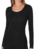 Schiesser Damen Langarm Unterhemd Personal Fit Wander-Shirt, Schwarz_155414, S EU
