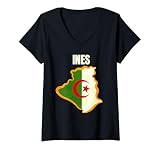 Damen Algerische Ines T-Shirt mit algerischer Flagge T-Shirt mit V