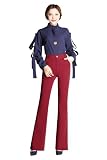 Ausgestellte Stretch-Hose für Damen, Übergröße, schlankmachende Passform, Büro, Business, Schlaghose, Rot, dünn, 29W