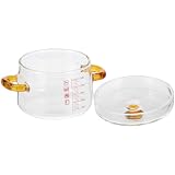 RUNROTOO Kleiner Glas Doppelohr Dampfeier Schüssel aus Hitzebeständigem Glas mit Deckel 150ml für Backofen und Einfache Kochprozessbeobachtung