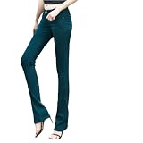 Damen Jeans mit niedriger Taille, Stretch, Skinny Flare, Denim-Jeans, schlankmachende Passform, elastisch, gerade Jeans, Dark En8, 26