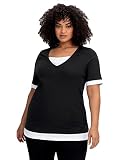Sheego Damen Große Größen Jerseyshirt in 2-in-1-Optik, mit V-Ausschnitt Freizeitmode sportlich R