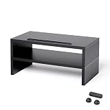 Mondeer Monitorständer, Unterbau Bildschirm Laptop Ständer Holz mit Handyhalter und Kabelführung, Ergonomischer 1 oder 2 Tier für PC Computer Laptop Drucker, Schw