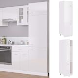Iiaky Kühlumbauschrank Hochglanz-Weiß 60x57x207 cm Holzwerkstoff Kitchen Cabinet ModulküChe KüC