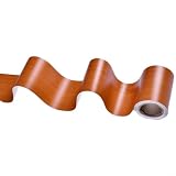 Withtalentto Fußleisten-Aufkleber mit Holzmaserung, Tapetenbordüre, Fliesen, Taillenbordüre, Fugenstreifen, Aufkleber, 11,9 x 4,8 x 4,8 cm, dekorative Wandaufkleber (rote Kirsche)