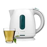Cecotec Wasserkocher, 1 L Kapazität, Thermosense 140 White, 2200 W, Schnelles Erhitzen, Anti-Kalk-Filter, Frei von BPA und anderen Toxinen, Basis mit 360º Drehung, kabelloser B