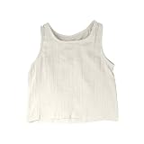 Sommerweste für Mädchen, ärmelloses Top aus Baumwolle und Leinen, bequem, atmungsaktiv, Kinder-Tank-Top, einfarbig, Unterhemden, Rundhalsausschnitt, Mädchen-Top, beige, 1 J
