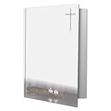 25 x Trauerkarte DIN A6 Motiv Kerzen auf Holz - mit Kreuz - 10,5 x 14,8 cm - Doppelkarte bedruckbar - Kondolenzkarten für Danksagung, Einladung, Anzeige T