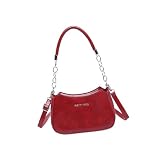 Msioytog Kleine Retro Handtasche aus PU Leder mit Kettengriff, verstellbarer Riemen, Umhängetasche für Freizeit Pendler, Umhängetasche, trendig