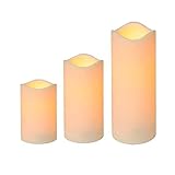 3er Set LED Echtwachskerzen 'Outdoor' mit flackerndem Licht warmweiß inkl. 5h Timer 3 Größen B