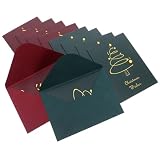 FUNOMOCYA 10 Stück Teiliges Weihnachtskarten mit Umschlägen Retro Blanko Xmas Grußkarten mit Eleganten Goldenen Akzenten Geräumige Innenflächen zum Beschriften Festliche Weihnachtsgrüße fü