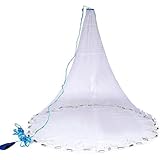 Angelnetz Wurfnetz zum Fischen Monofilament Handwurf Fishnets Salzwasser-Fischnetz für Seen und Flüsse Durchmesser 1,8m/2,4m/3,0m/3,6m/4,2m/4,8m/5,4m/6,0m/6,6m/7,2m (1,8m)