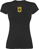Shirt Damen - Fußball EM WM - Deutschland Wappen | Germany | Bundesadler | Deutschland Adler - S - Schwarz - Trikot fußballtrikot Europameisterschaft 2024 Tshirt wm-Shirts Fussball t-S