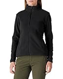 Outdoor Ventures Damen Fleecejacke mit Durchgehendem Reißverschluss Stehkragen Frauen Leichte Fleece Sweatjacke Warme Damenjacke für Laufen, Wandern und Freizeit Schwarz XL