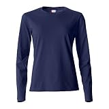 CLIQUE - T-Shirt Langarm T-Shirt Damen Basic-T L/S Damen aus Baumwolle Jersey Passform Slim-Fit in verschiedenen Größen und Farben, blau, M