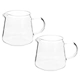 BESTonZON Milchkanne Glas Milchkännchen Sahnekännchen 120ml Milchbecher Getränkebecher Soßenschale mit Henkel 2 Stück Transparent Tafelservice Kaffeeservice Nachmittagstee Party Bankett G