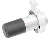 WxjnslfcLV Dynamisches Mikrofon mit Stoßdämpferhalterung, Touch-Stummschaltung, Kopfhöreranschluss und Lautstärkeregler(White)